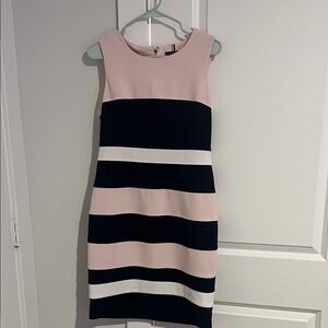 Tommy Hilfiger Pink and Black Striped Mini Dress